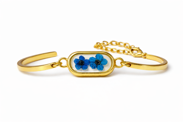ChatGPT Image Mar 31, 2026, 01_36_54 PM Real Dried Blue Flower Bracelet For Women | Minimal Aesthetic Daily Wear Jewelry(Arb-04)