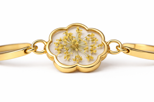 Real yellow Dried Flower Bracelet for Women | Elegant Minimal Luxury Jewelry(ARB-05)