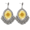 earring Handmade Resin & Real Dried Daisy Flower Dangle Earrings | Oxidised Silver Plated Boho Ethnic Jhumka Style(ARE-01)