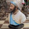 Shivaji Maharaj Half Bust Sculpture – Hand-Painted Fiber Idol for Dashboard & Home Décor (ASM-03)