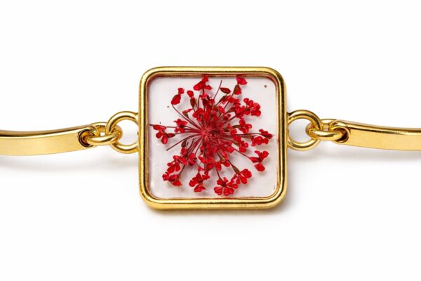 Real Dried Red Flower Bracelet for Women | Adjustable Gold Plated  Chain Bracelet(ARB-02)