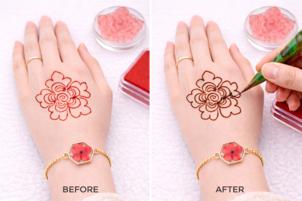 ChatGPT Image Apr 3, 2026, 01_15_38 PM Rose Flower Mehndi Design Stamp | Reusable Henna Stencil Tool | Easy Mehndi Printing for Beginners & Professionals(HBF-01)
