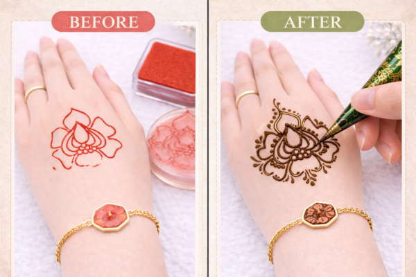 Muladhara Chakra  Flower Mehndi Design Stamp | Reusable HHBF-02