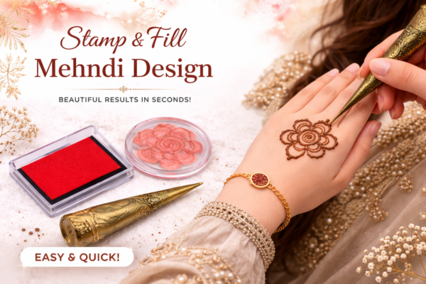 Beautiful Flower Mehndi Design Stamp | Reusable Henna Stencil Tool | Easy Mehndi Printing for Beginners & Professionals(HBF-03)