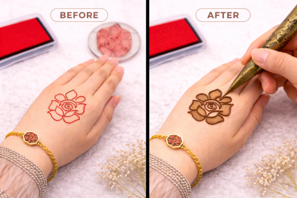 Beautiful Flower Mehndi Design Stamp | Reusable Henna Stencil Tool | Easy Mehndi Printing for Beginners & Professionals(HBF-04)