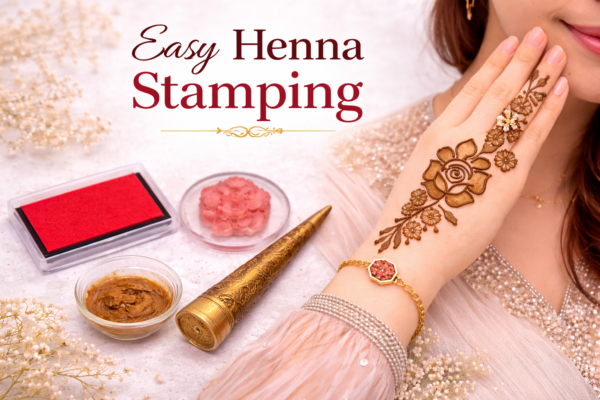 Beautiful Flower Mehndi Design Stamp | Reusable Henna Stencil Tool | Easy Mehndi Printing for Beginners & Professionals(HBF-04)