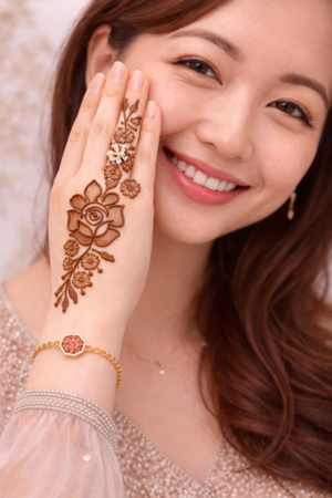 Beautiful Flower Mehndi Design Stamp | Reusable Henna Stencil Tool | Easy Mehndi Printing for Beginners & Professionals(HBF-04)