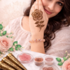 Rose Flower Mehndi Design Stamp | Reusable Henna Stencil Tool | Easy Mehndi Printing for Beginners & Professionals(HBF-05)