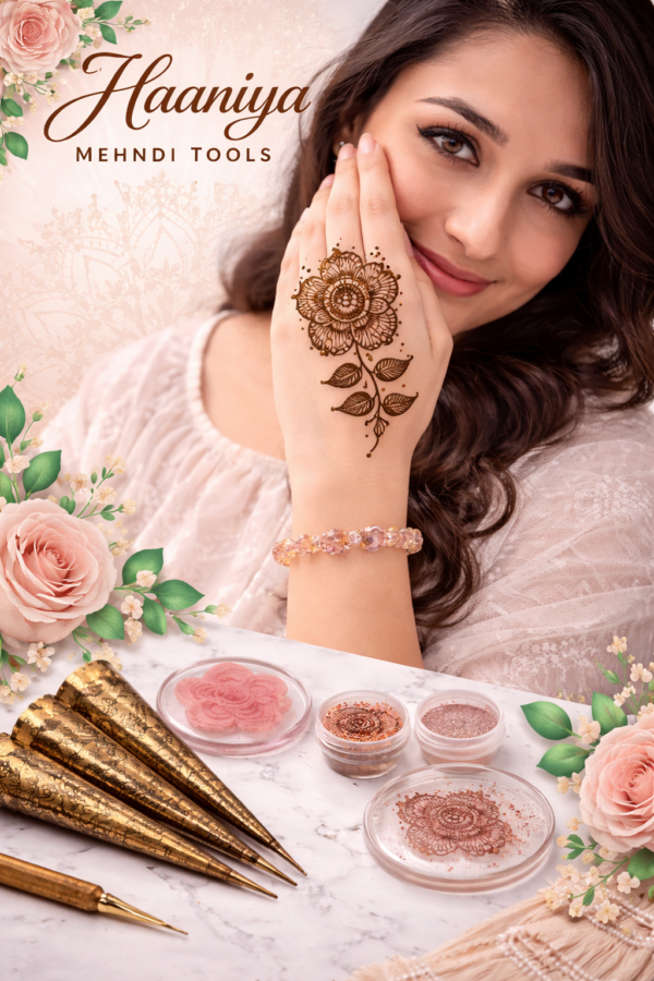 Rose Flower Mehndi Design Stamp | Reusable Henna Stencil Tool | Easy Mehndi Printing for Beginners & Professionals(HBF-05)