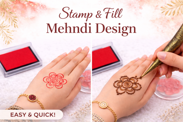 Rose Flower Mehndi Design Stamp | Reusable Henna Stencil Tool | Easy Mehndi Printing for Beginners & Professionals(HBF-05)