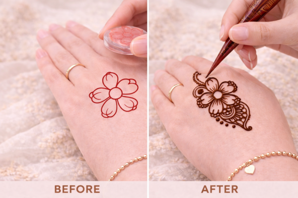 ChatGPT Image Apr 3, 2026, 12_12_44 PM Small Flower Mehndi Design Stamp | Reusable Henna Stencil Tool | Easy Mehndi Printing for Beginners & Professionals (HSF-02)