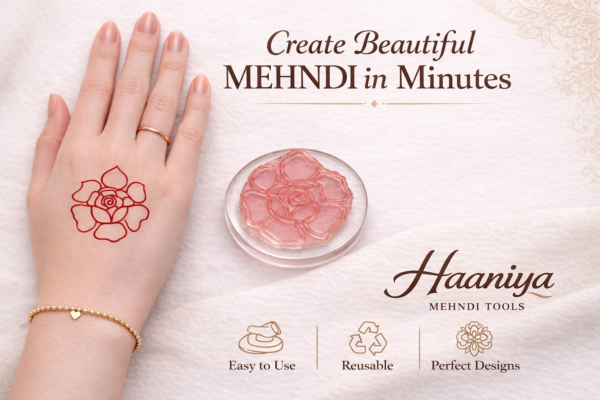 Rose Flower Mehndi Design Stamp | Reusable Henna Stencil Tool | Easy Mehndi Printing for Beginners & Professionals (HSF-03)