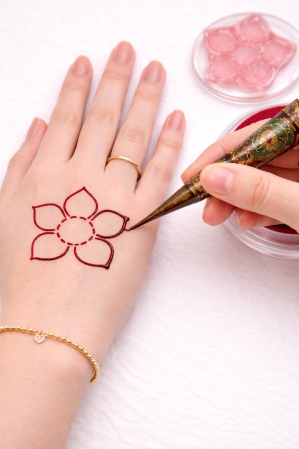 Mandala Flower Mehndi Design Stamp | Reusable Henna Stencil Tool | Easy Mehndi Printing for Beginners & Professionals(HSF-04)