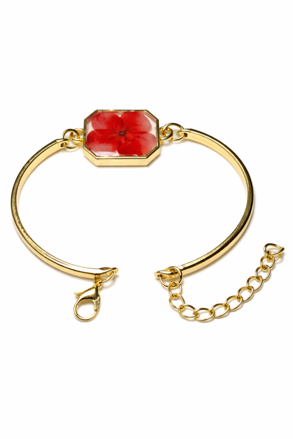 Real Dried red petal Flower Octagon Bracelet | Premium Aesthetic Gift Jewelry(ARB-03)