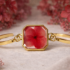 Real Dried red petal Flower Octagon Bracelet | Premium Aesthetic Gift Jewelry(ARB-03)