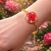 Real Dried red petal Flower Octagon Bracelet | Premium Aesthetic Gift Jewelry(ARB-03)