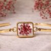Real Dried Red Flower Bracelet for Women | Adjustable Gold Plated  Chain Bracelet(ARB-02)