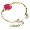 Real Dried Pink Daisy Floral Aesthetic Bracelet for Women | Adjustable Gold Plated Chain (ARB-01)