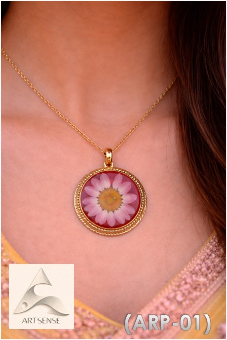 WhatsApp Image 2026-03-31 at 13.51.57 Handmade Resin & real dried Flower Pendant with chain | Minimal Aesthetic Gold Plated Necklace Gift for Girls(ARP-01)