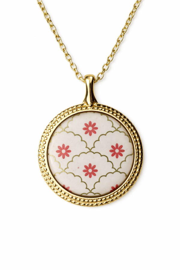floral print pendant Handmade Resin & Printed Floral Pendant | Minimal Ethnic Fusion Jewelry Gift(ARP-02)