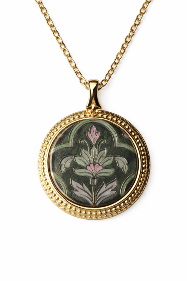 Resin & Mughal Art Printed Heritage Design Pendant | Ethnic Elegant Jewelry Gift (ARP-03)