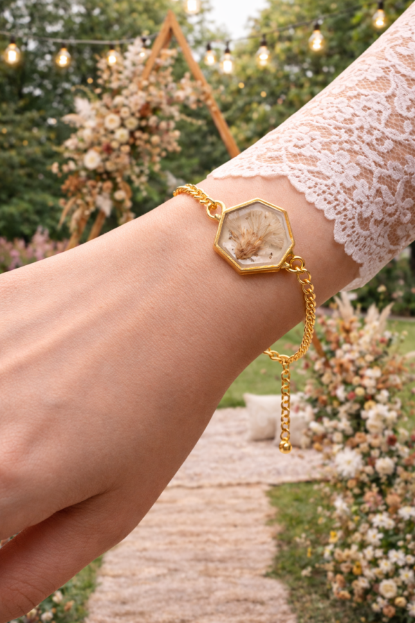 minimal aesthetic jewelrygift Natural dried Grass Hexagon Boho Aesthetic Bracelet for Women (ARB-06)