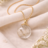 minimal gold necklace women Handmade Resin Dandelion Globe Pendant with Gold Plated Chain | Minimal Aesthetic Gift Jewelry for Girls(ARP-04)