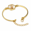 natural grass hexagon pendant adjustable gold plated chain bracelet Natural dried Grass Hexagon Boho Aesthetic Bracelet for Women (ARB-06)