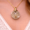 nature jewelry pendant Handmade Resin Dandelion Globe Pendant with Gold Plated Chain | Minimal Aesthetic Gift Jewelry for Girls(ARP-04)