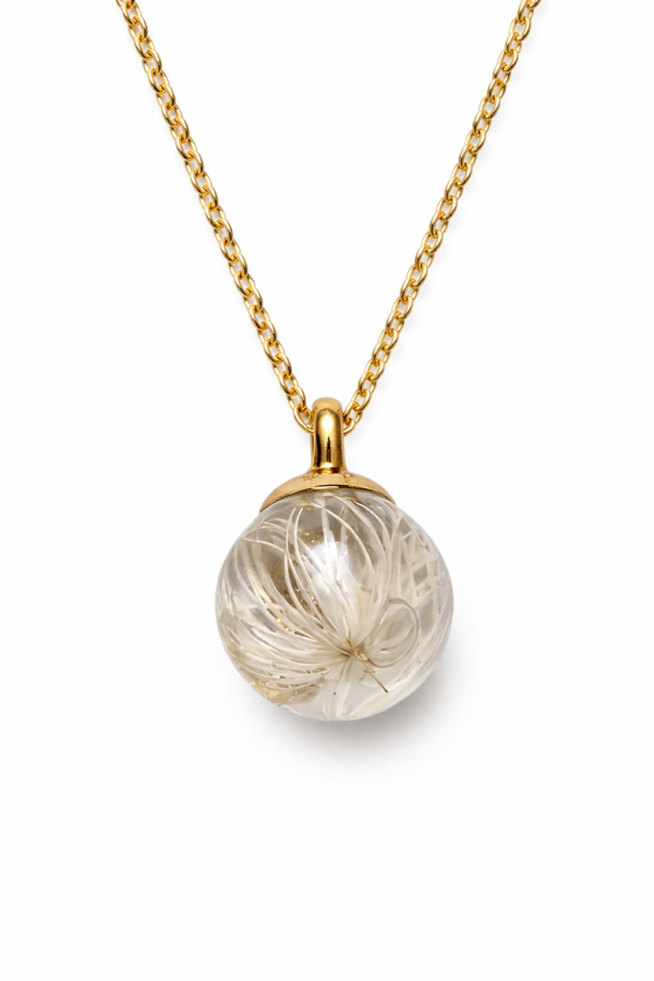 real flower necklace Handmade Resin Dandelion Globe Pendant with Gold Plated Chain | Minimal Aesthetic Gift Jewelry for Girls(ARP-04)