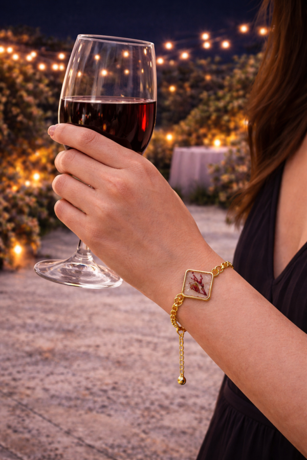 Real Dried wine Red Flower Diamond Bracelet for Women | Romantic Elegant Gift Jewelry(ARB-09)