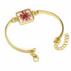 Real Dried Red Flower Bracelet for Women | Adjustable Gold Plated  Chain Bracelet(ARB-02)