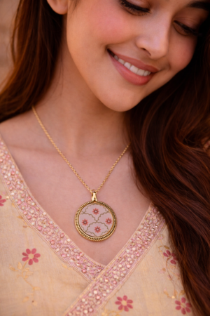 Handmade Resin & Printed Floral Pendant | Minimal Ethnic Fusion Jewelry Gift(ARP-02)