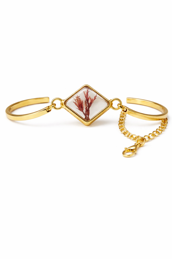 Real Dried wine Red Flower Diamond Bracelet for Women | Romantic Elegant Gift Jewelry(ARB-09)