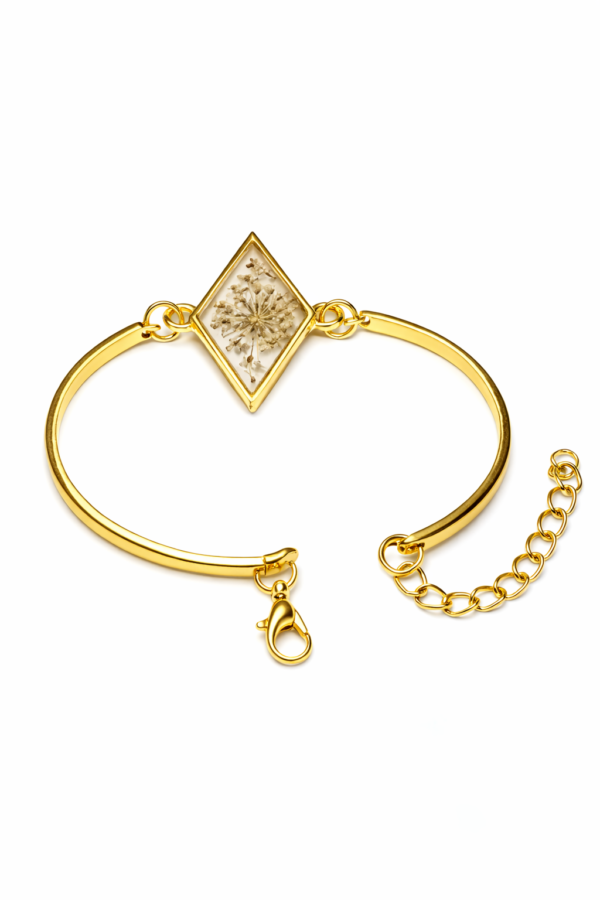 Real Dried Flower Diamond Shape Bracelet for Women | Elegant Luxury Aesthetic Jewelry Gift (ARB-08)