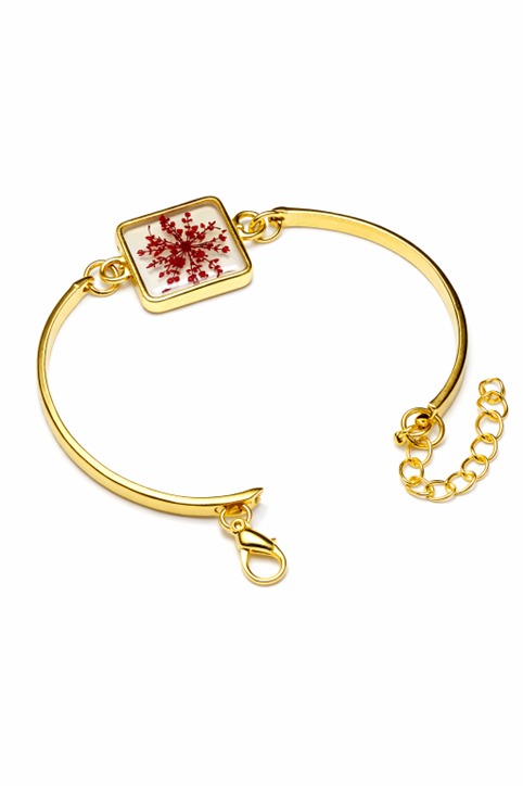 Real Dried Red Flower Bracelet for Women | Adjustable Gold Plated  Chain Bracelet(ARB-02)