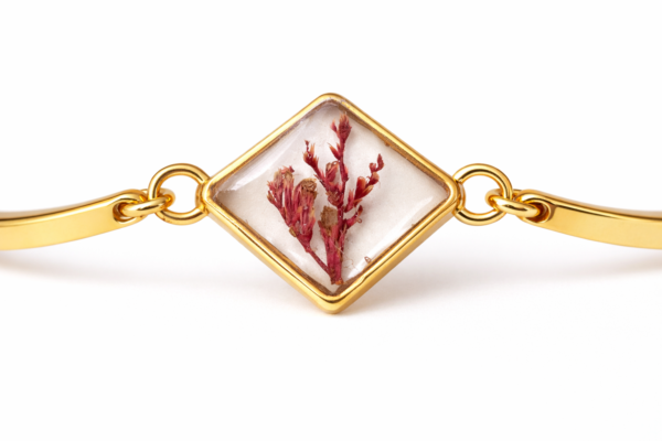 Real Dried wine Red Flower Diamond Bracelet for Women | Romantic Elegant Gift Jewelry(ARB-09)