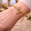 Real Dried Flower Diamond Shape Bracelet for Women | Elegant Luxury Aesthetic Jewelry Gift (ARB-08)